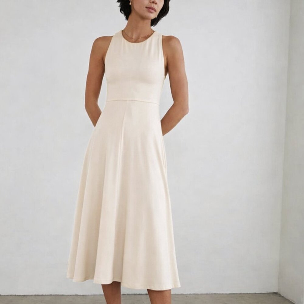 Aritzia Wilfred Beach Midi Dress in Light Birch